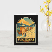 Sun Peaks Canada Design Retro Ski Village Kaart (Gele Bloem)