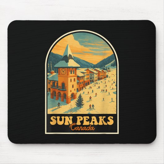 Sun Peaks Canada Design Retro Ski Village Muismat (Voorkant)