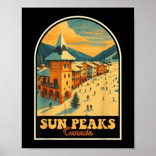 Sun Peaks Canada  Design Retro Ski Village Poster