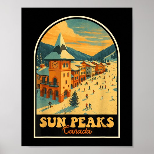 Sun Peaks Canada  Design Retro Ski Village Poster (Voorkant)
