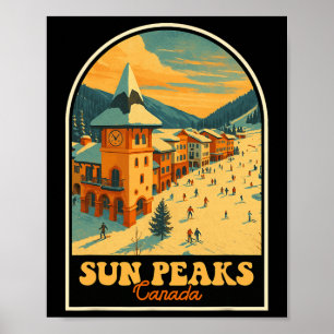 Sun Peaks Canada  Design Retro Ski Village Poster