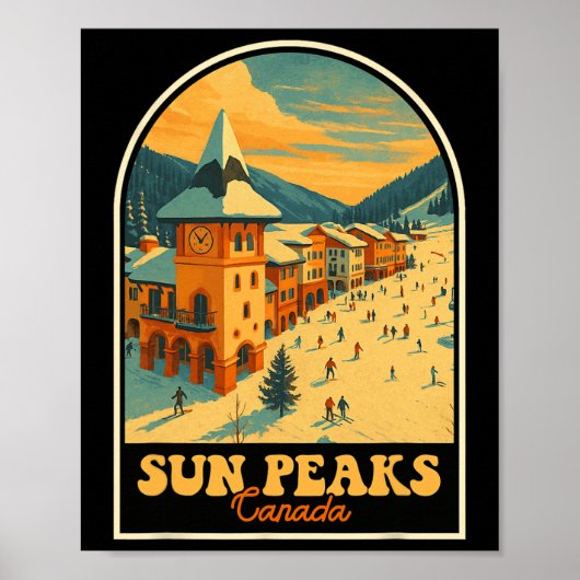 Sun Peaks Canada  Design Retro Ski Village Poster (Voorkant)