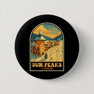 Sun Peaks Canada  Design Retro Ski Village Ronde Button 5,7 Cm