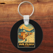Sun Peaks Canada  Design Retro Ski Village Sleutelhanger (Voorkant)