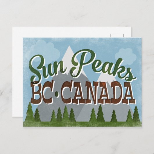Sun Peaks Canada Fun Retro Snowy Mountains Briefkaart (Voorkant / Achterkant)