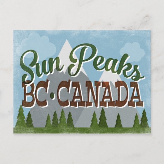 Sun Peaks Canada Fun Retro Snowy Mountains Briefkaart (Voorkant)