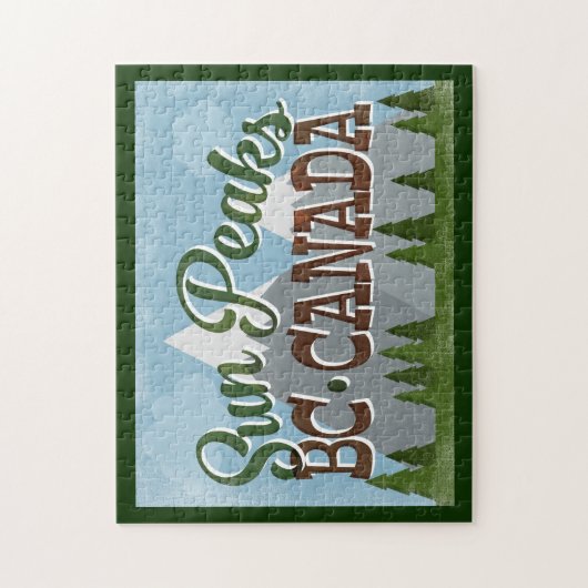 Sun Peaks Canada Fun Retro Snowy Mountains Legpuzzel (Verticaal)