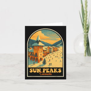 Sun Peaks Canada Vintage Design Retro Skidorp  Kaart