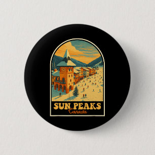 Sun Peaks Canada Vintage Design Retro Skidorp  Ronde Button 5,7 Cm