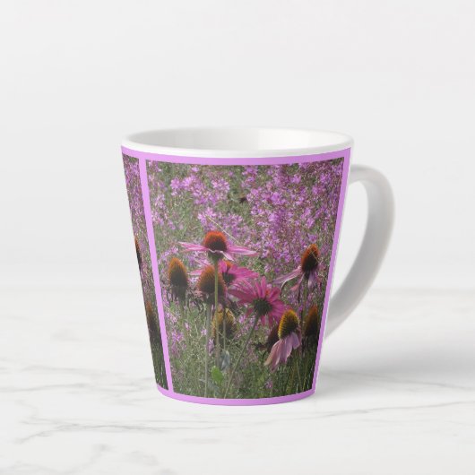 Sun Pet Flowers Collage Latte Mok (Rechterhoek)