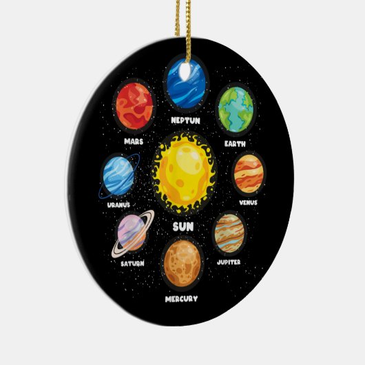 Sun Planets Outer Space Scientist Astronaut Space Keramisch Ornament (Rechts)