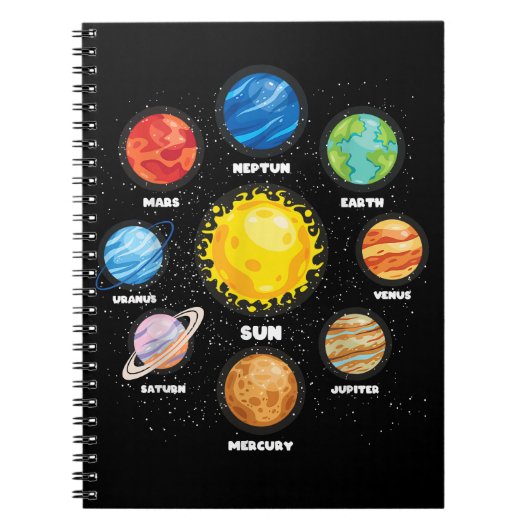 Sun Planets Outer Space Scientist Astronaut Space Notitieboek (Voorkant)