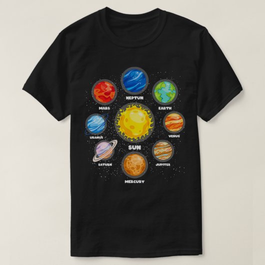 Sun Planets Outer Space Scientist Astronaut Space T-shirt (Design voorkant)