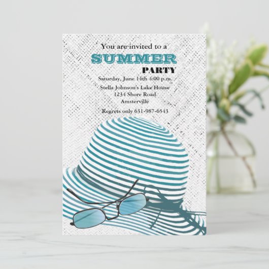 Sun Protection Summer Party Invitation Kaart (Staand voorkant)