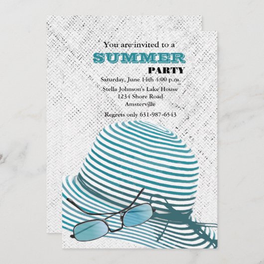 Sun Protection Summer Party Invitation Kaart (Voorkant / Achterkant)