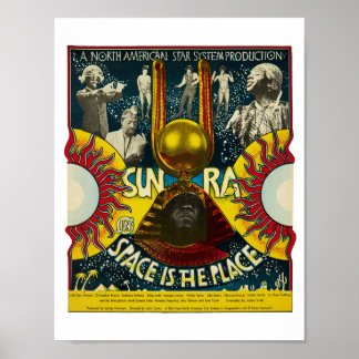 Sun Ra Space is de plaats Jazz Vintage Poster