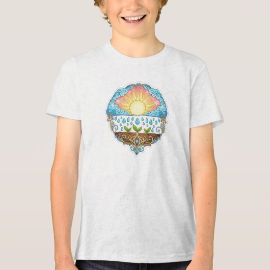 Sun Rain Growth Nature Symbol Illustration design  Tri-Blend Shirt (Voorkant)