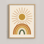 Sun & Rainbow Boho Minimalistische Muurkunst Poster