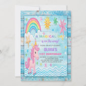 Sun Rainbow Unicorn Verjaardagsuitnodigingen Kaart (Voorkant)