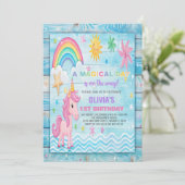Sun Rainbow Unicorn Verjaardagsuitnodigingen Kaart (Staand voorkant)