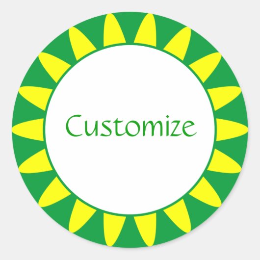 Sun Ray Sjabloon - 3 - groen Ronde Sticker (Voorkant)