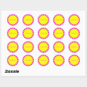 Sun Ray Sjabloon - 3 - Magenta & Geel Ronde Sticker (Vel)