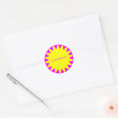 Sun Ray Sjabloon - 3 - Magenta & Geel Ronde Sticker (Envelop)