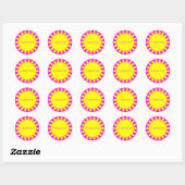 Sun Ray Sjabloon - 3 - Magenta & Yellow v2 Ronde Sticker (Vel)