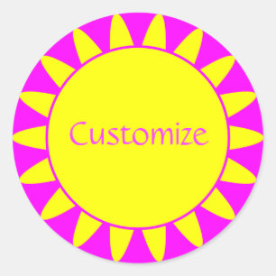 Sun Ray Sjabloon - 3 - Magenta & Yellow v2 Ronde Sticker