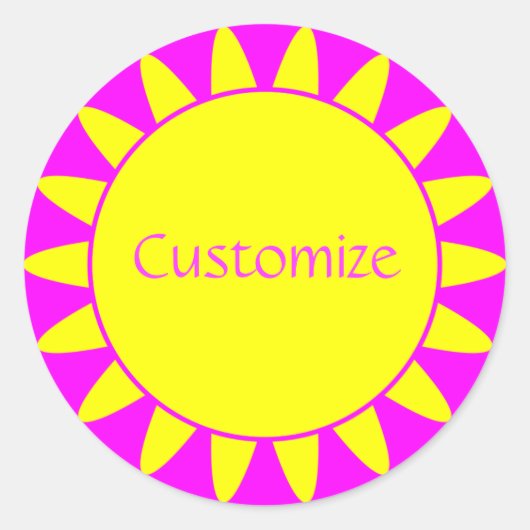 Sun Ray Sjabloon - 3 - Magenta & Yellow v2 Ronde Sticker (Voorkant)