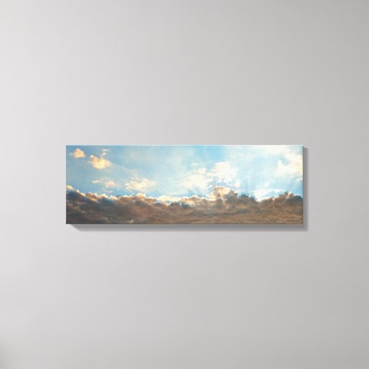 Sun Rays en Blue Clouds Sky Panorama Landschap Canvas Afdruk (Voorkant)