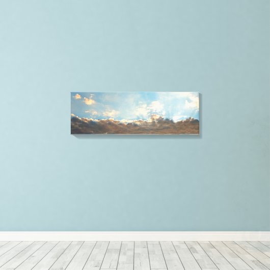 Sun Rays en Blue Clouds Sky Panorama Landschap Canvas Afdruk (Insitu (Houten vloer))