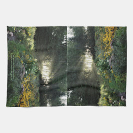 Sun Rays in de late tuinen van de seizoenszee Theedoek