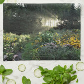 Sun Rays in de late tuinen van de seizoenszee Theedoek (Gevouwen)