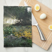 Sun Rays in de late tuinen van de seizoenszee Theedoek (Quarter Fold)