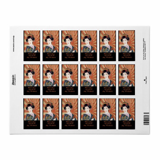  Sun Rays Japanse Geisha Retro Etiket (Full Sheet)