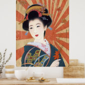 Sun Rays Japanse Geisha Retro Poster (Keuken)