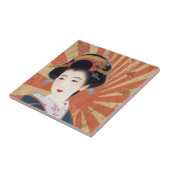  Sun Rays Japanse Geisha Retro Tegeltje (Zijkant)