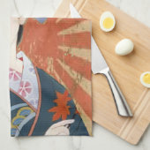 Sun Rays Japanse Geisha Retro Theedoek (Quarter Fold)