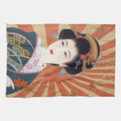 Sun Rays Japanse Geisha Retro Theedoek (Horizontaal)