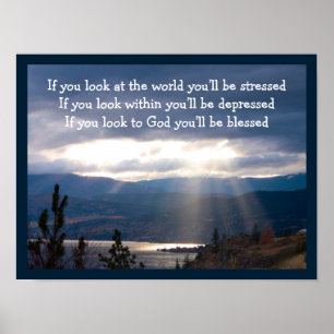 Sun Rays Lakeshore Storm Clouds Look at God Poster