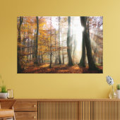 Sun Rays Mystic Misty Forest Canvas Afdruk (Insitu (Woonkamer))