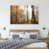 Sun Rays Mystic Misty Forest Canvas Afdruk (Insitu (Slaapkamer))