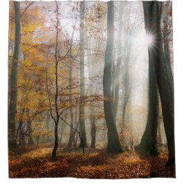 Sun Rays Mystic Misty Forest Showgordijn Douchegordijn