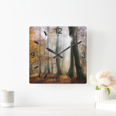 Sun Rays Mystic Misty Schilderachtig Forest - dial Vierkante Klok (Huis)
