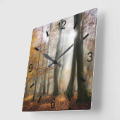Sun Rays Mystic Misty Schilderachtig Forest - dial Vierkante Klok (Hoek)