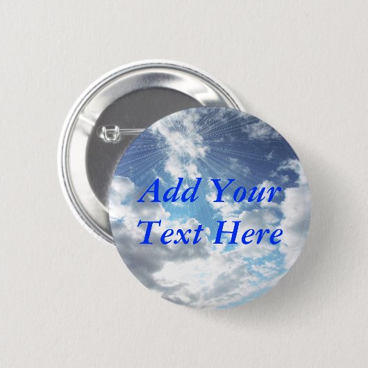Sun Rays op Blue Sky Button Pin (Voorkant /achterkant)