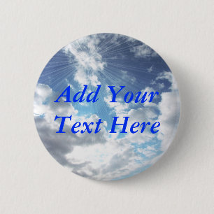 Sun Rays op Blue Sky Button Pin