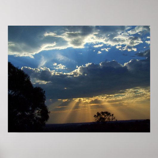 Sun Rays Spirituele Skies : Victoria Australia Pos Poster (Voorkant)