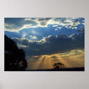 Sun Rays Spirituele Skies : Victoria Australia Pos Poster